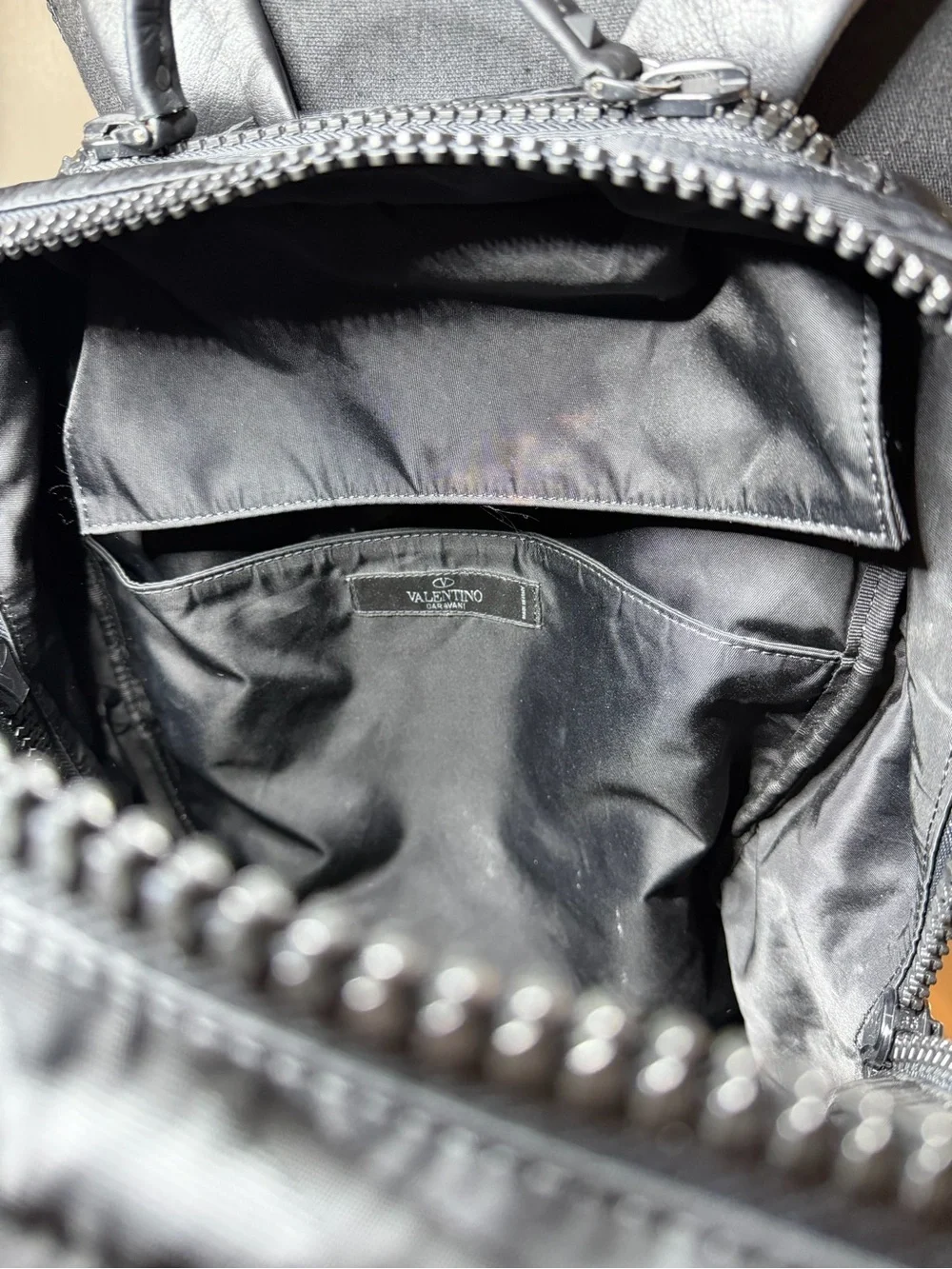 Valentino Garavani Black Camouflage Nylon Backpack